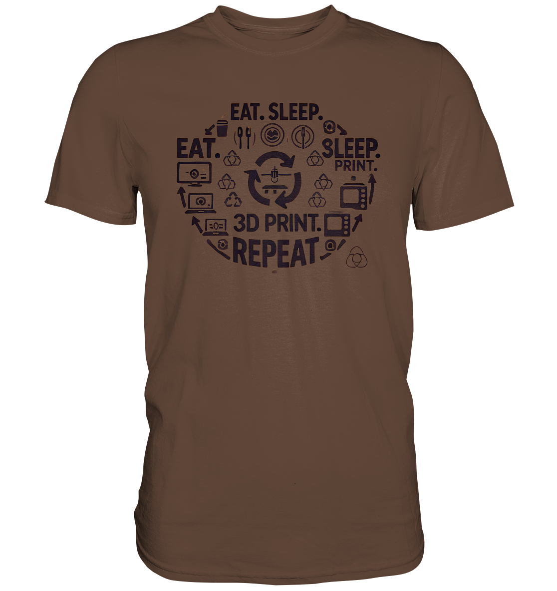 Premium T-Shirts mit dem Design "Eat. Sleep. 3D Print. Repeat." – Ansicht 11