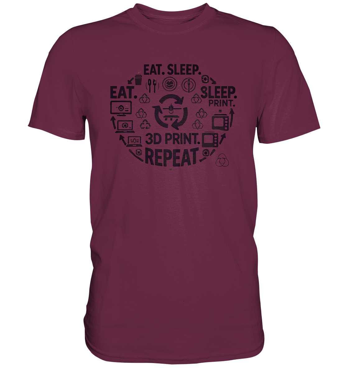 Premium T-Shirts mit dem Design "Eat. Sleep. 3D Print. Repeat." – Ansicht 12