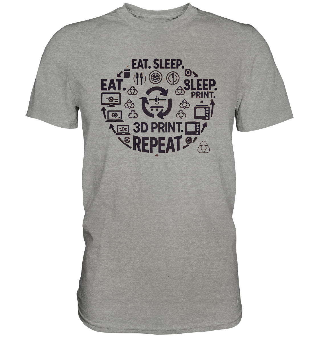 Premium T-Shirts mit dem Design "Eat. Sleep. 3D Print. Repeat." – Ansicht 2