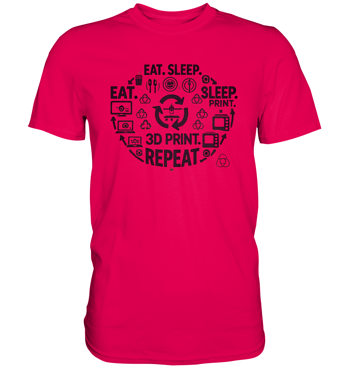 Premium T-Shirts mit dem Design "Eat. Sleep. 3D Print. Repeat." – Ansicht 4