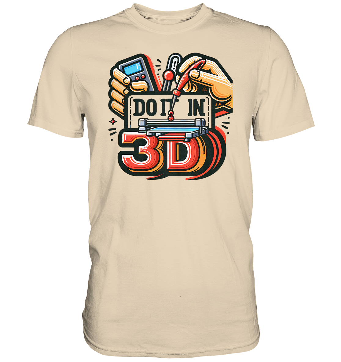 T-Shirts mit dem Design „Mach's in 3D“ V2 in vielfältiger Auswahl - Premium – Ansicht 3