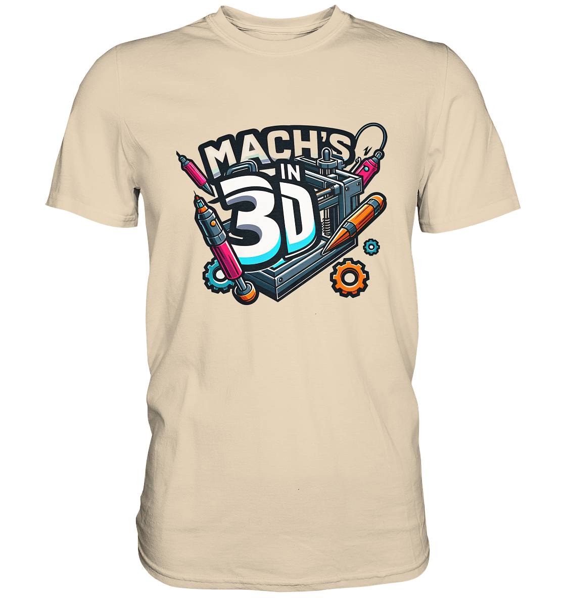 T-Shirts mit dem Design „Mach's in 3D“ in vielen Farben und Größen - Premium – Ansicht 3