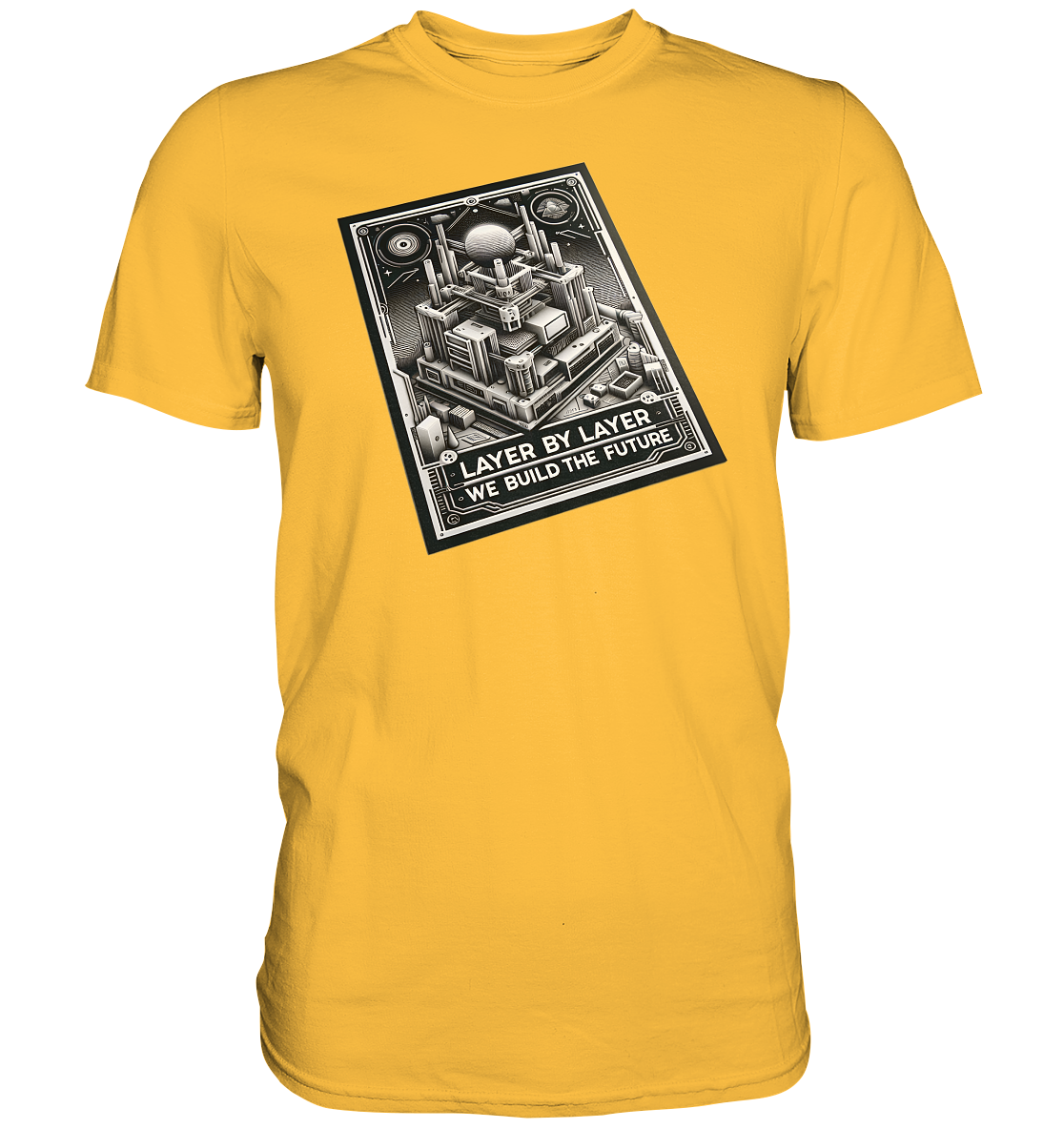 T-Shirts mit dem Design „Layer by Layer We Build the Future“ – Ansicht 4
