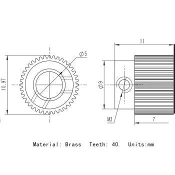 Zahnrad 40 Zähne 3D Drucker für die meisten Creality Extruder Vorschub 1,75 – Ansicht 4